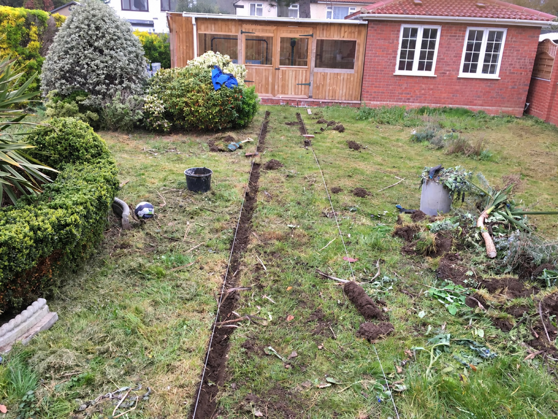 Garden during preparation before the landscaping work